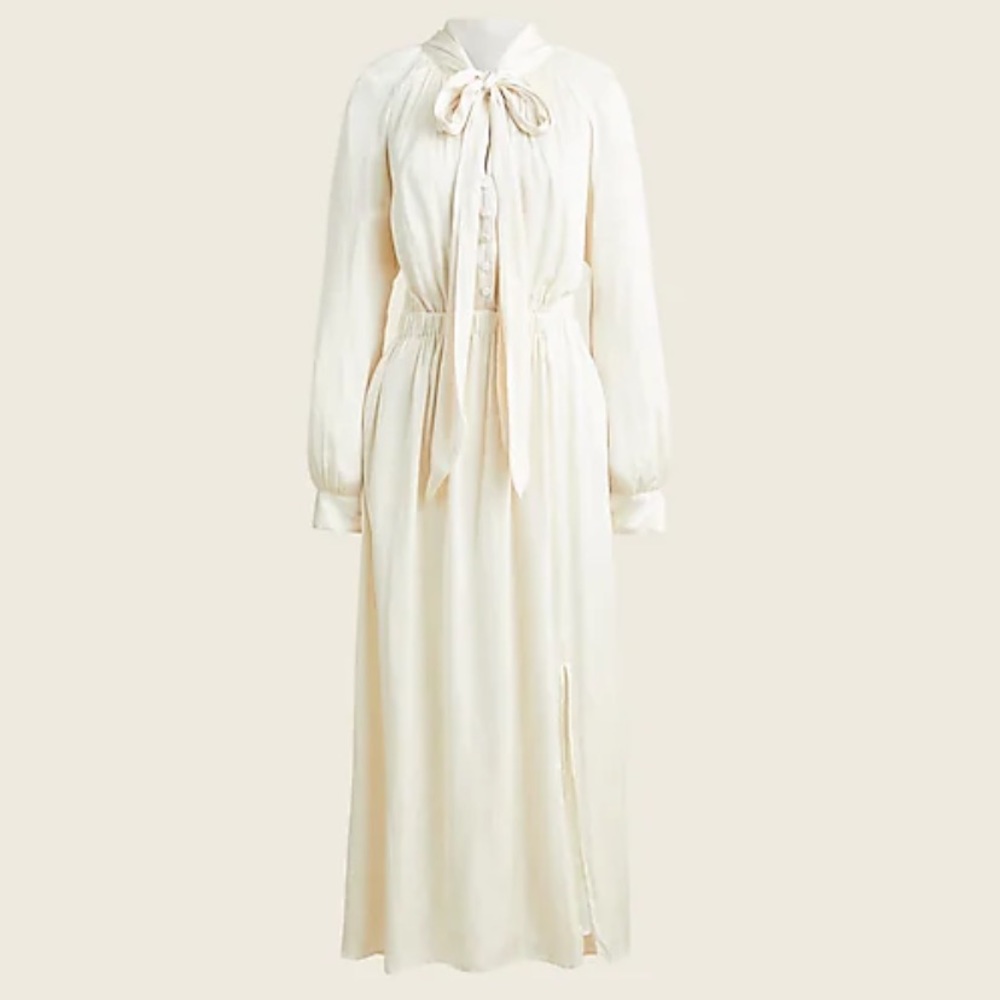 J. Crew Featherweight satin tie-neck dress
